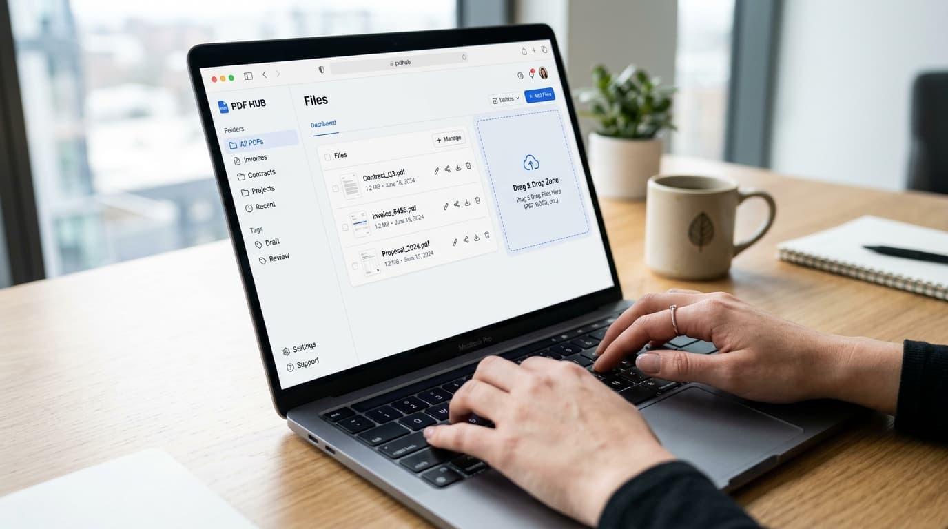 Step-by-step PDF file size reduction interface